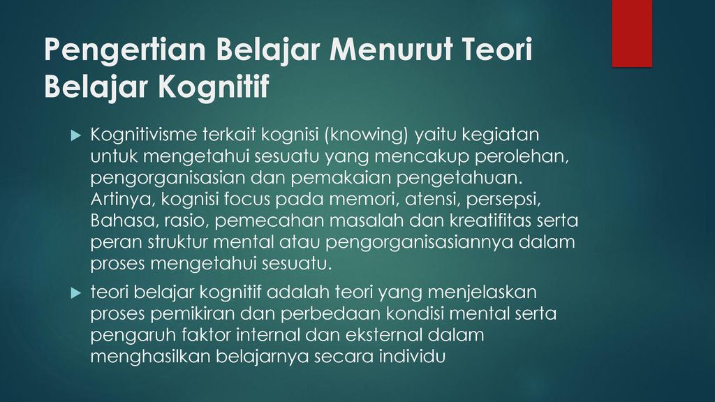 TEORI BELAJAR DAN PENERAPANNYA DALAM PEMBELAJARAN LANJUTAN ppt